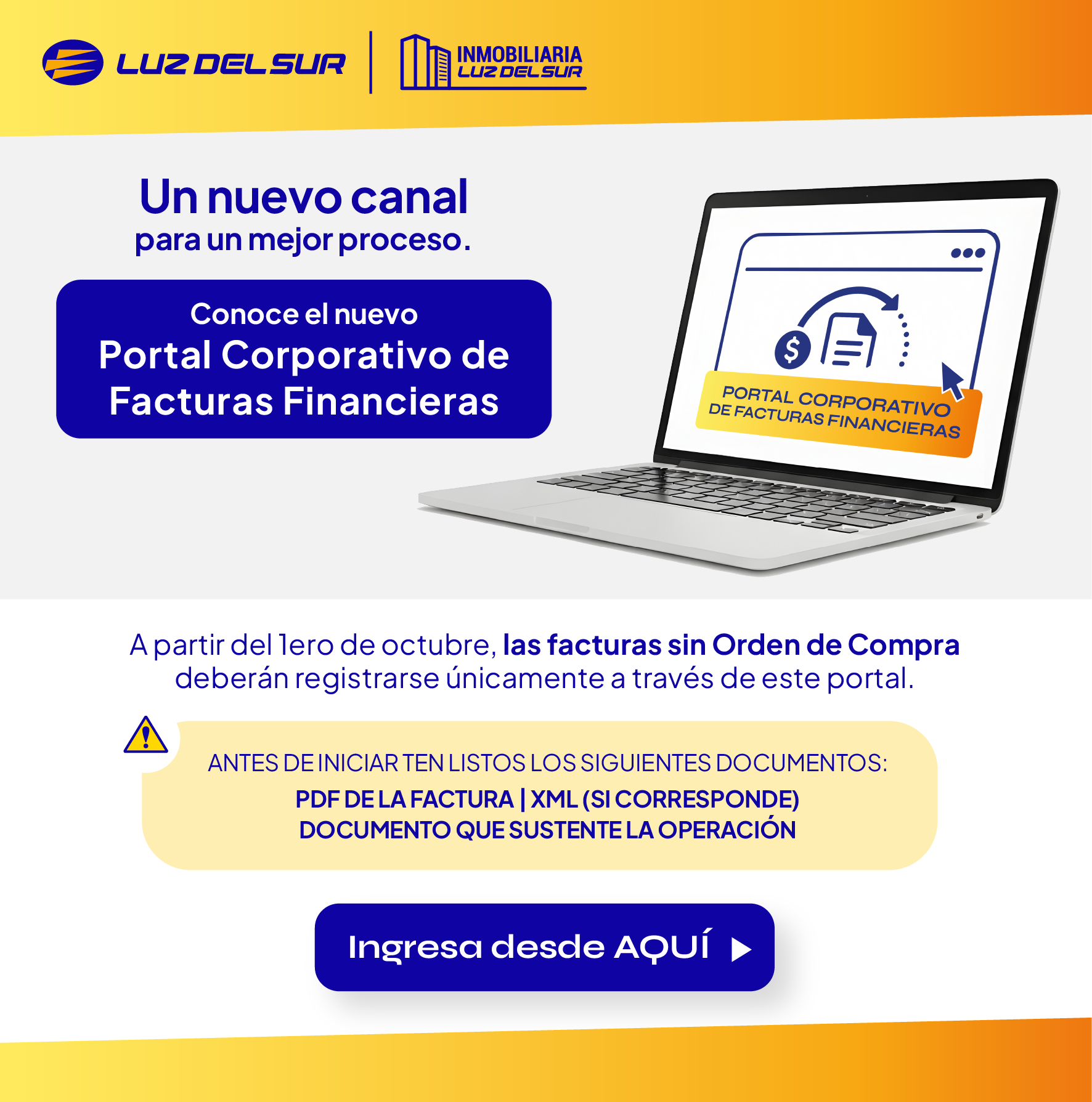 Ingresar al Portal Corporativo de Facturas Financieras